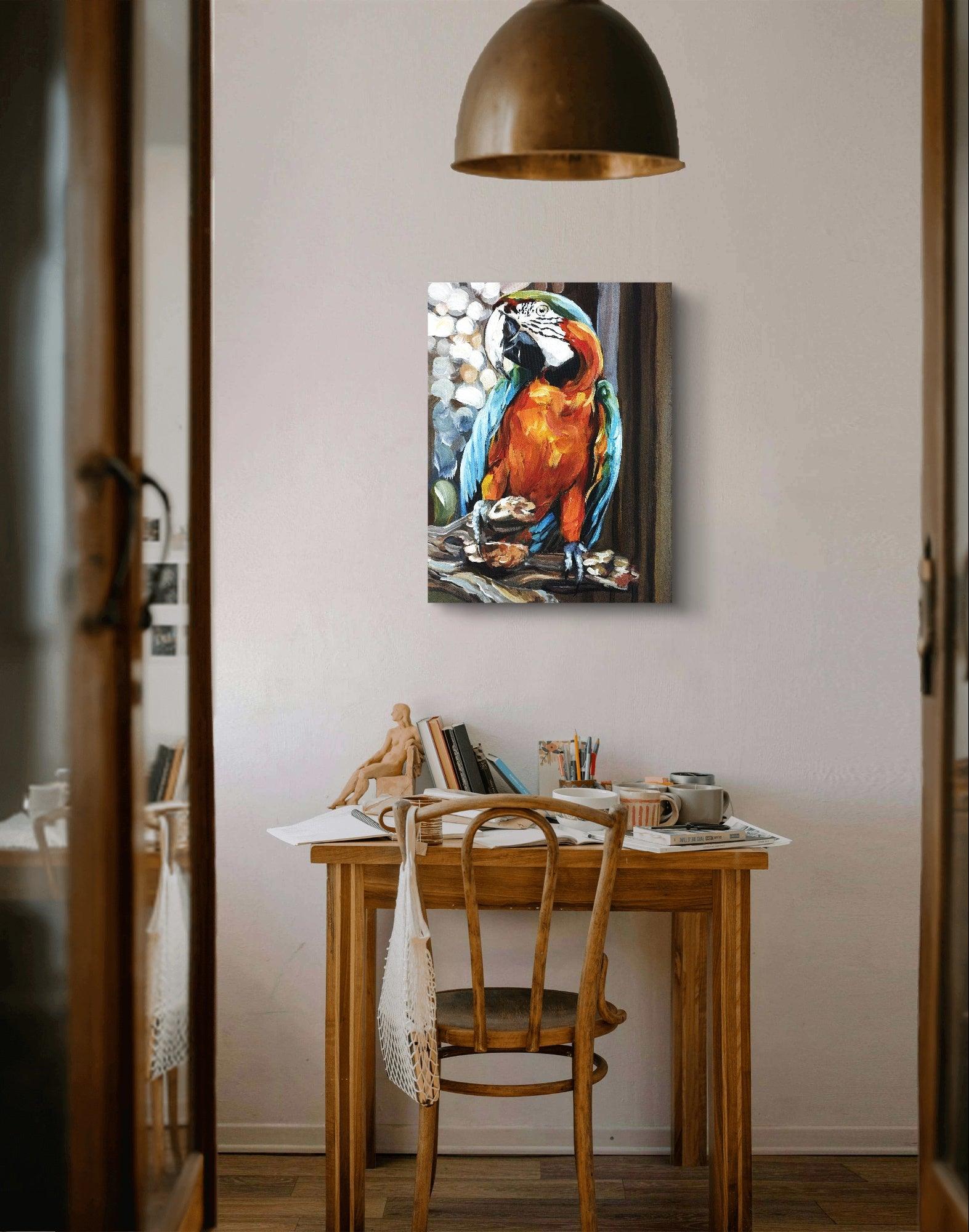 Premium Gemälde 'Papagei im Zoo' 30 x 40 cm - Heinz