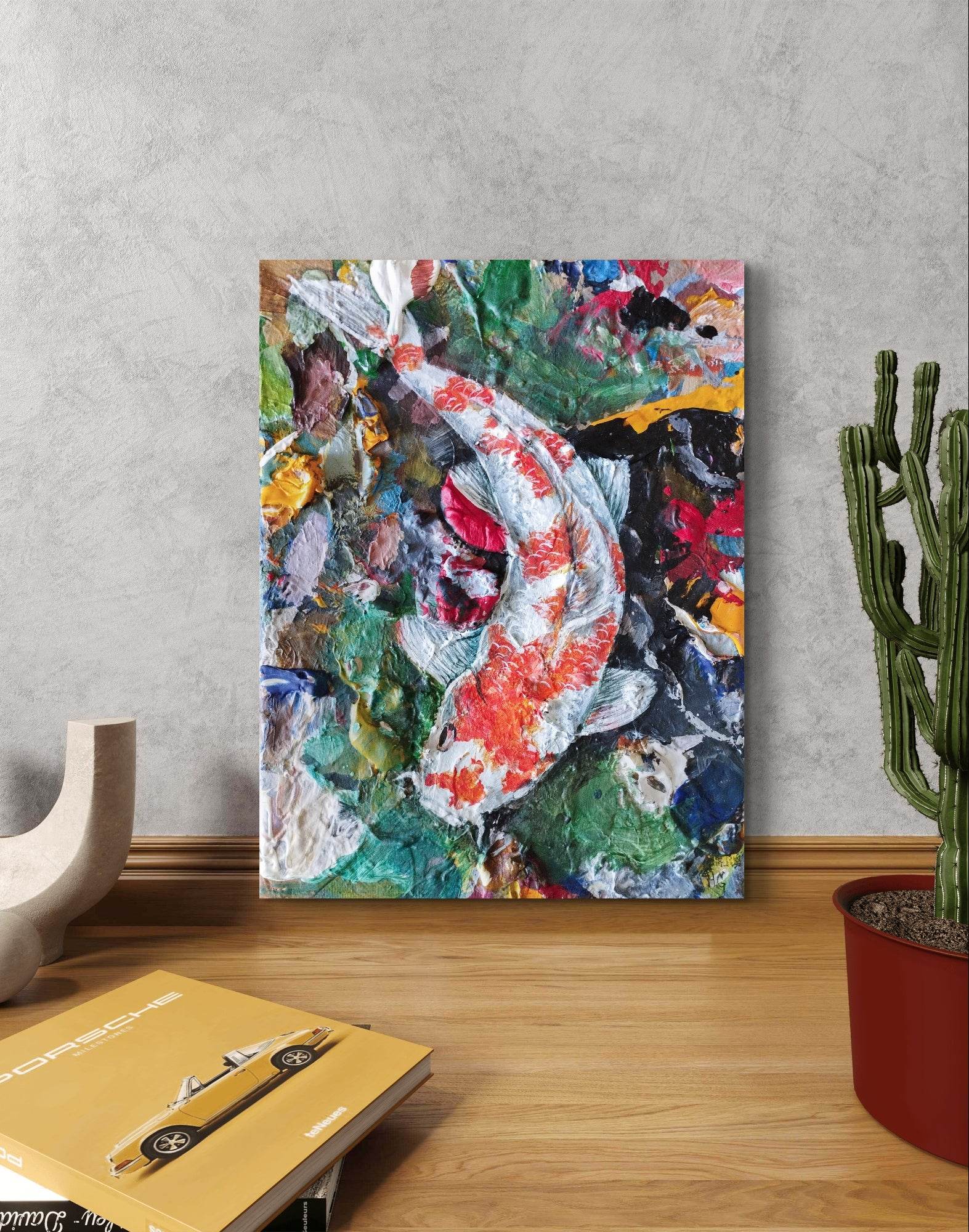 Gemälde Koi Karpfen II – handgemaltes Original Acrylbild (18 x 24 cm)