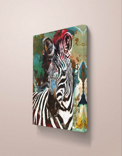 Gemälde Zebra in grün – handgemaltes Original Acrylbild (30 x 40 cm)