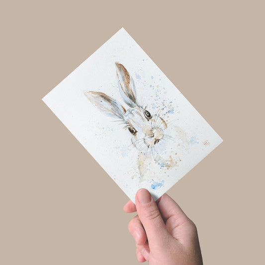 Heinz Grußkarte Handgemalte Grußkarte – „Winterhoppler“ (Aquarell, DIN A5)