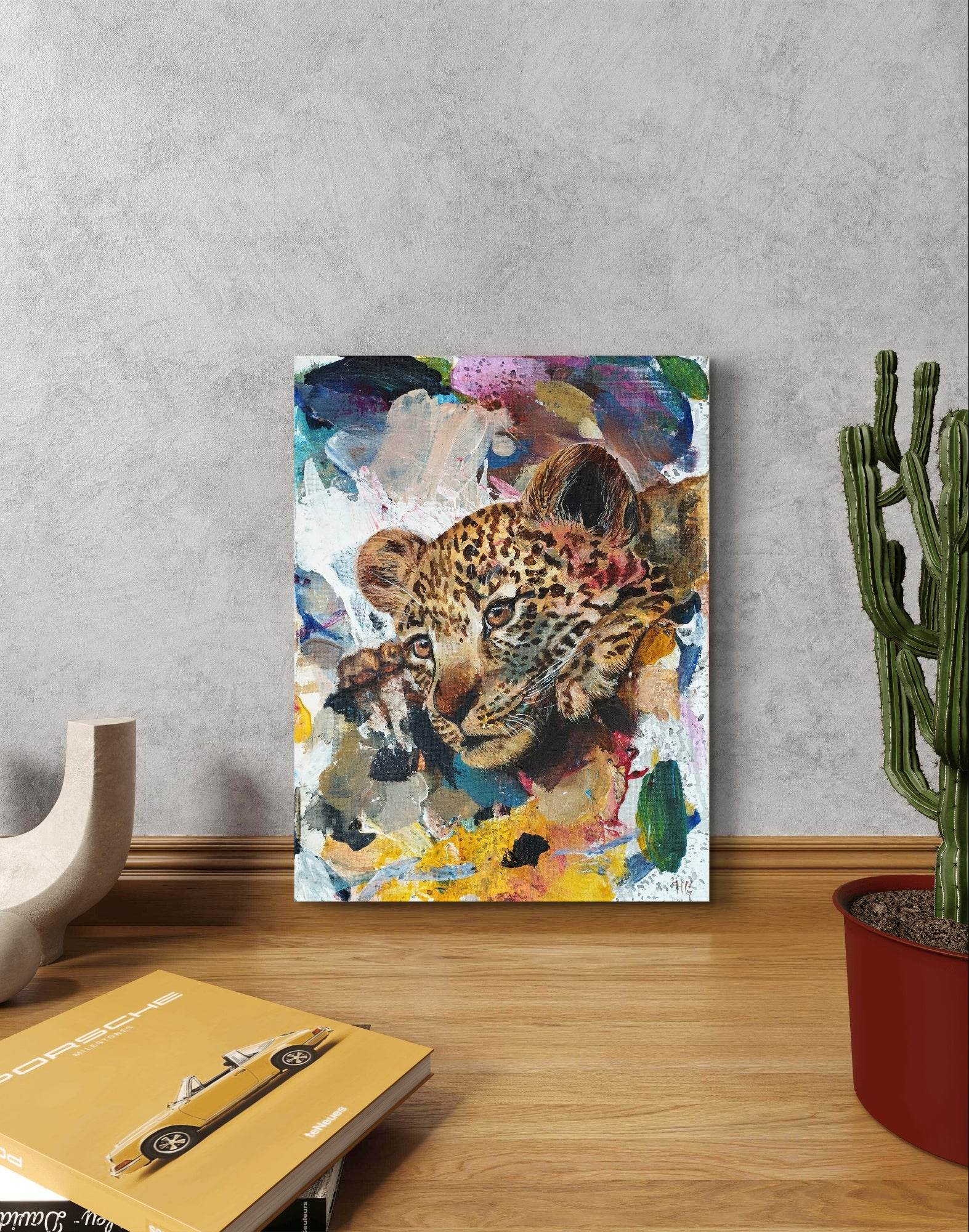 Wandbild Leopard Acryl auf Leinwand (30 x 40 cm) - H1Z Art – Zeitgenössische Kunst aus Leipzig