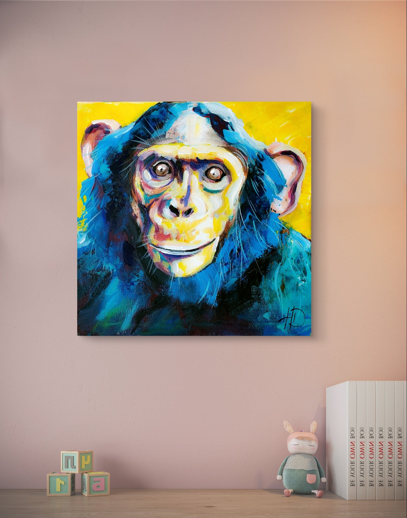 Premium Gemälde "Blick des Affen" 40 x 40 cm - Heinz