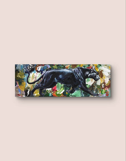 Gemälde Panther – handgemaltes Original Acrylbild (120 x 40 cm) - H1Z Art