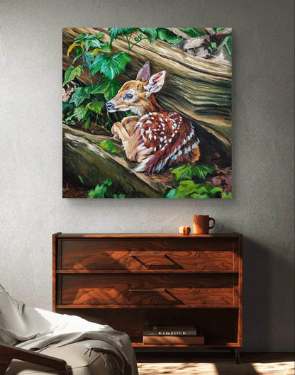Heinz Acrylbild Wandbild junges Reh Acryl auf Leinwand (100 x 100 cm)