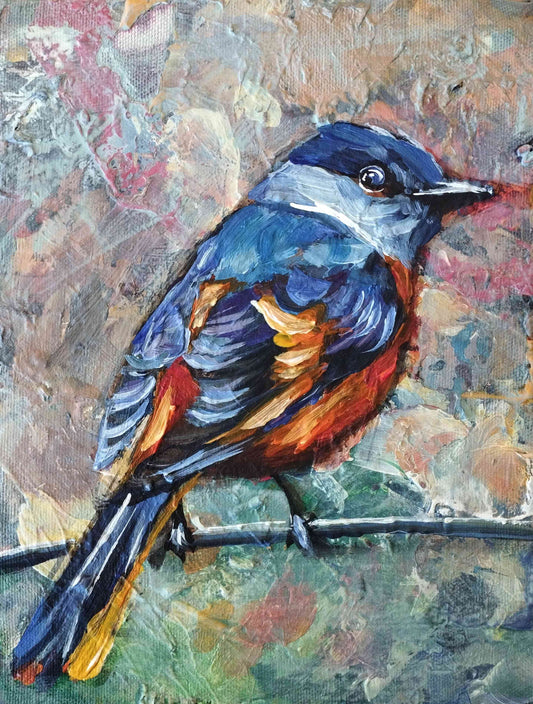 Gemälde Graukehl-Mennigvogel – handgemaltes Original Acrylbild (30 x 27 cm)