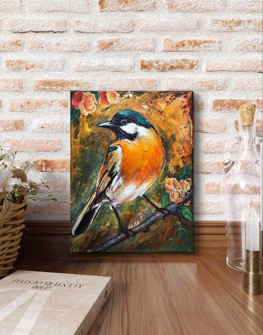 Gemälde Kohlmeise – handgemaltes Original Acrylbild (18 x 24 cm) - H1Z Art