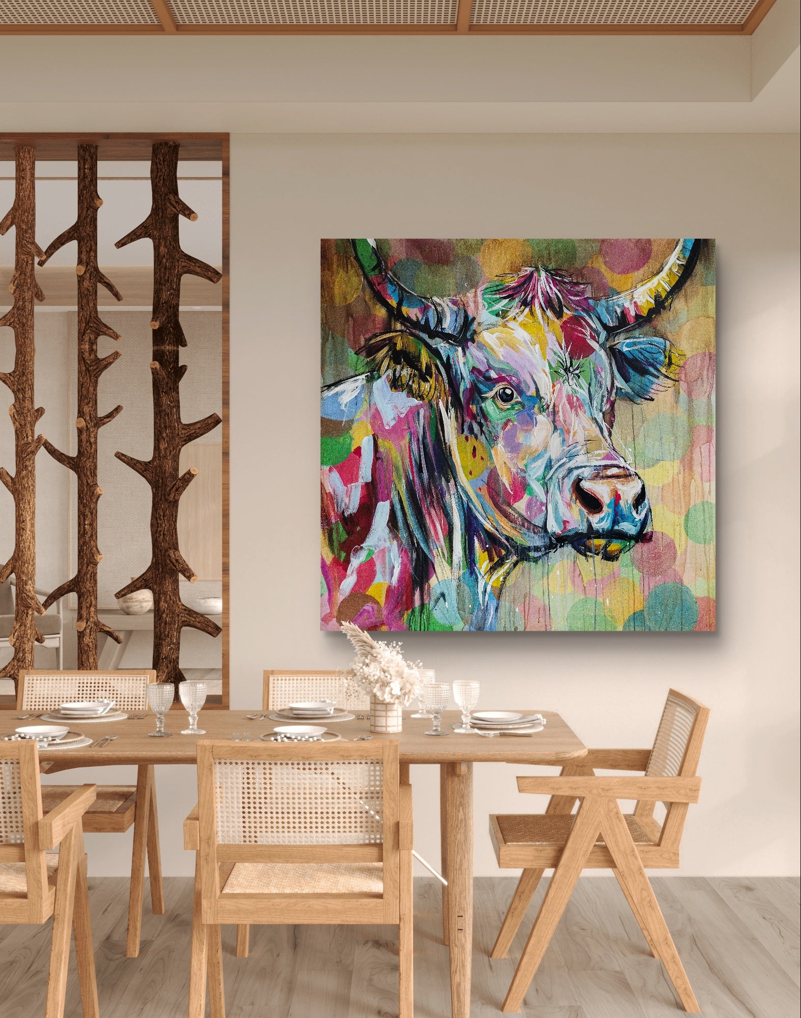 Heinz Acrylbild Acrylgemälde auf Leinwand - „Stille Weide – Seele in Braun und Gold“ 120 x 120 cm