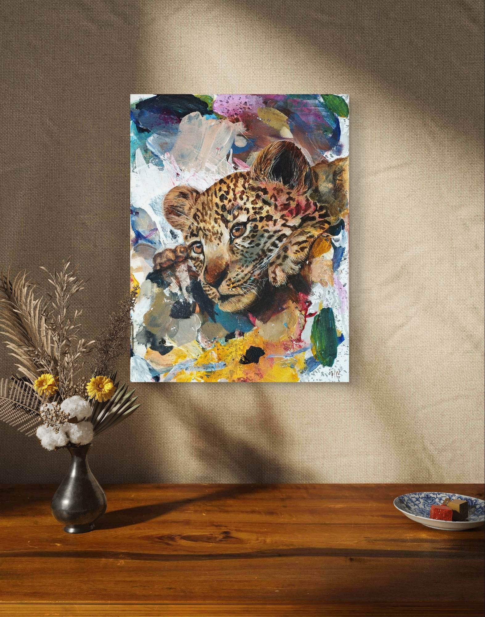 Wandbild Leopard Acryl auf Leinwand (30 x 40 cm) - H1Z Art – Zeitgenössische Kunst aus Leipzig