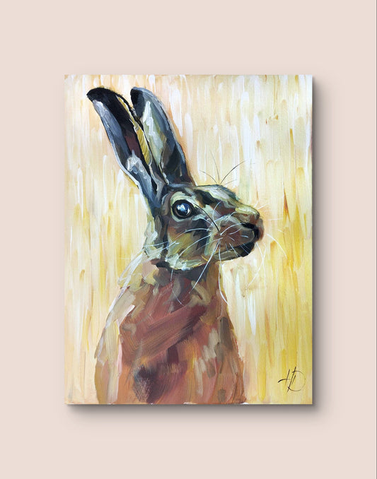 Premium Gemälde "Hase in Sicht" 30 x 40 cm - Heinz