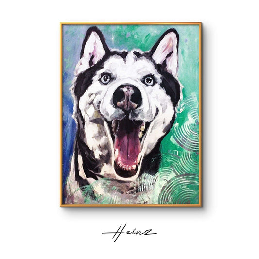 Wandbild Husky Hund – Handgemaltes Unikat auf Leinwand - Heinz