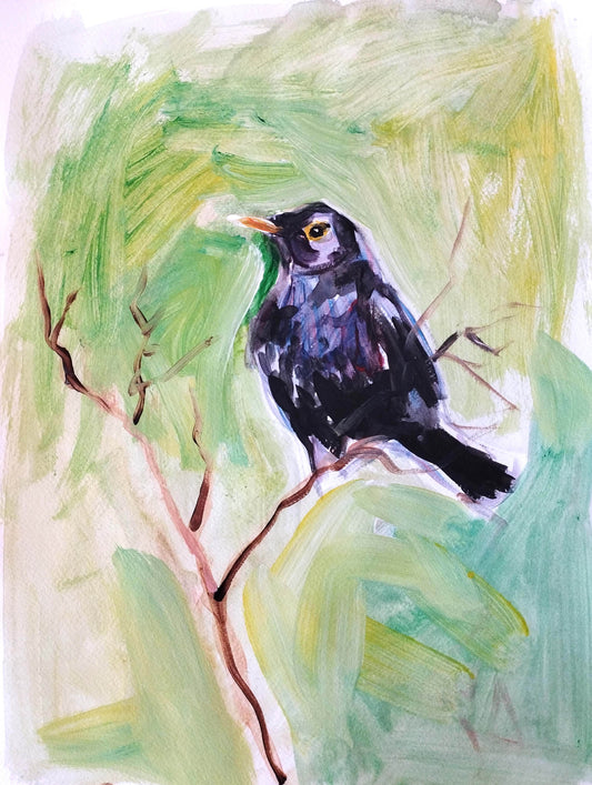 Aquarellbild Amsel (30 × 40 cm)