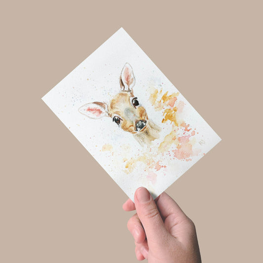 Postkarte „Reh“ – Handgemalt