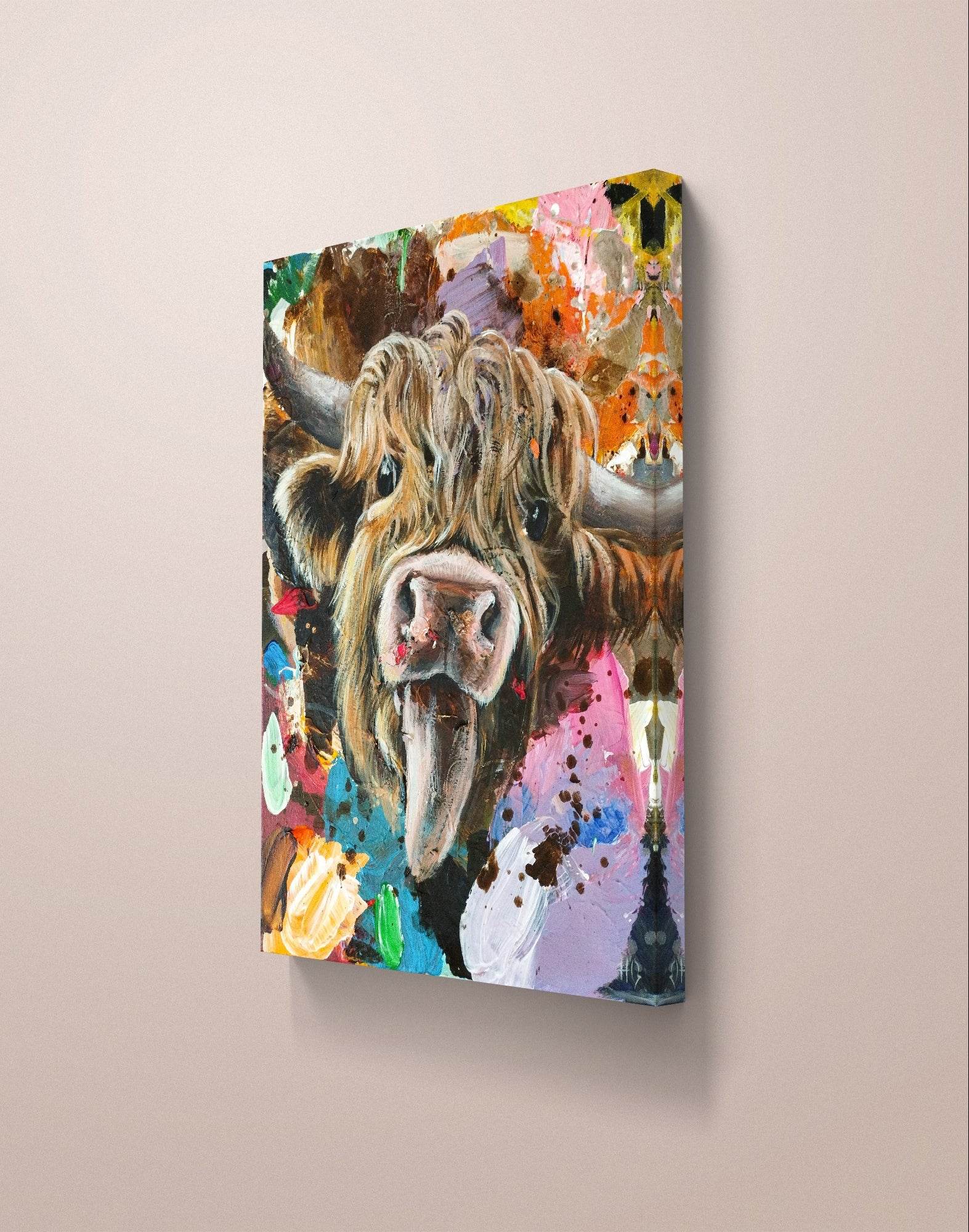 Wandbild Kuh Acryl auf Leinwand (30 x 40 cm) - H1Z Art – Zeitgenössische Kunst aus Leipzig