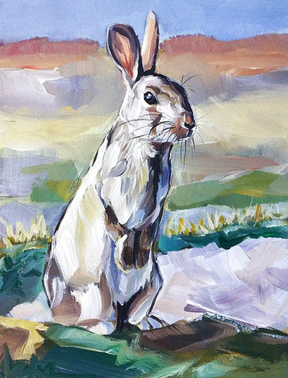 Heinz Acrylbild Acrylgemälde auf Leinwand - "Feldhase in Ruhe" 30 x 40 cm