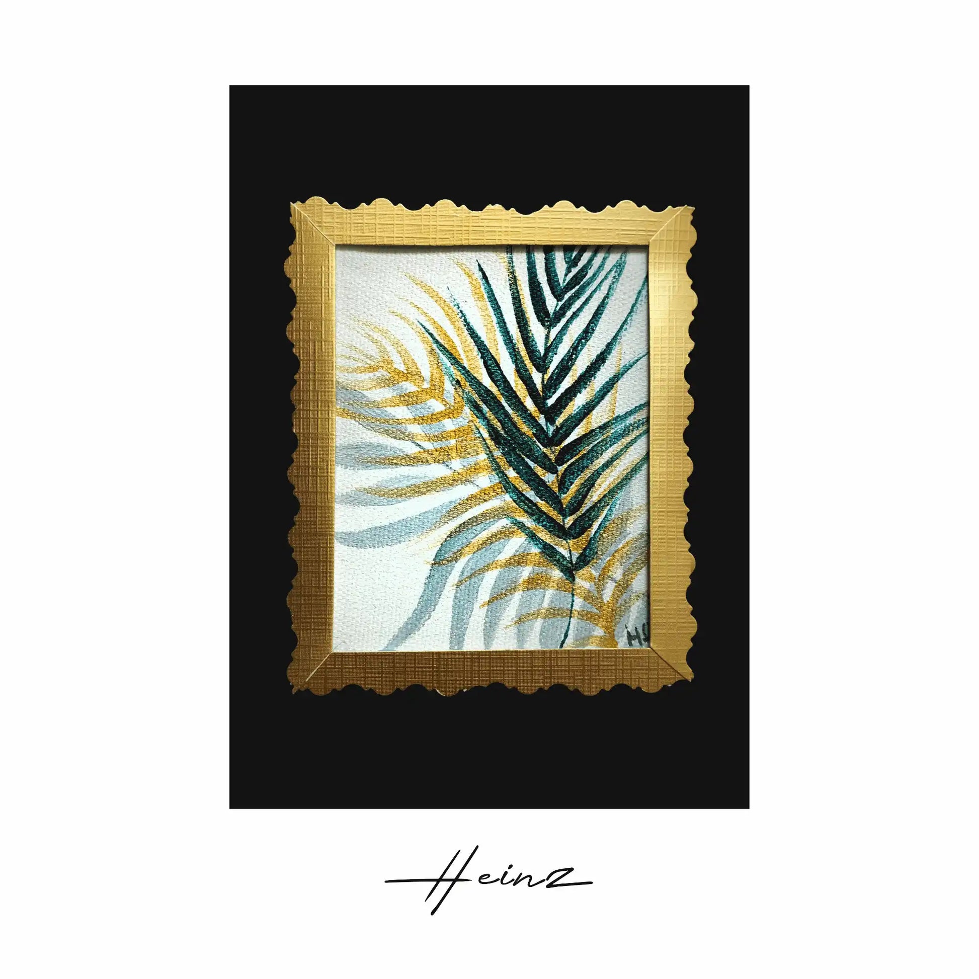 Heinz Acrylbild Handgemalte Grußkarte – "Palmenzweige" (Aquarell, DIN A6)