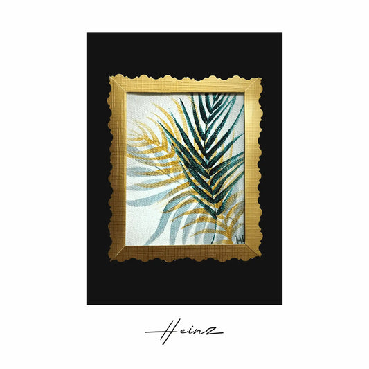 Heinz Acrylbild Handgemalte Grußkarte – "Palmenzweige" (Aquarell, DIN A6)