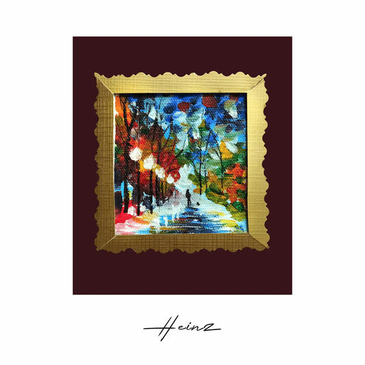 Heinz Acrylbild Handgemalte Grußkarte – "Park im Frühling" (Aquarell, DIN A6)