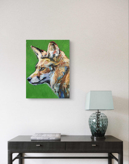 Premium Gemälde "Grüner Fuchs" 30 x 40 cm - Heinz