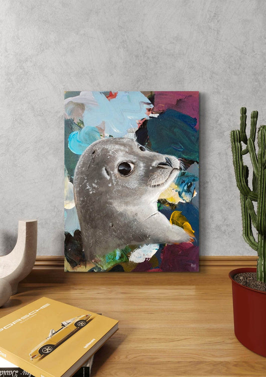 Gemälde Robbe – handgemaltes Original Acrylbild (30 x 40 cm)