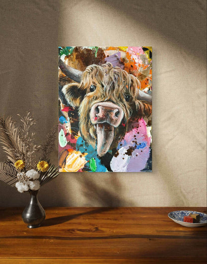 Wandbild Kuh Acryl auf Leinwand (30 x 40 cm) - H1Z Art – Zeitgenössische Kunst aus Leipzig