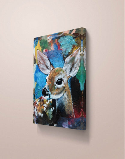 Heinz Acrylbild Wandbild Reh Acryl auf Leinwand (30 x 40 cm)