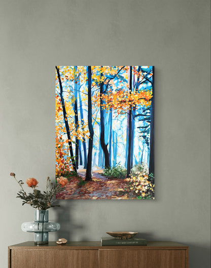 Premium Premium Gemälde "Waldmorgen in Nebel" 80 x 60 cm'Wald am Morgen' 80 x 60 cm - Heinz