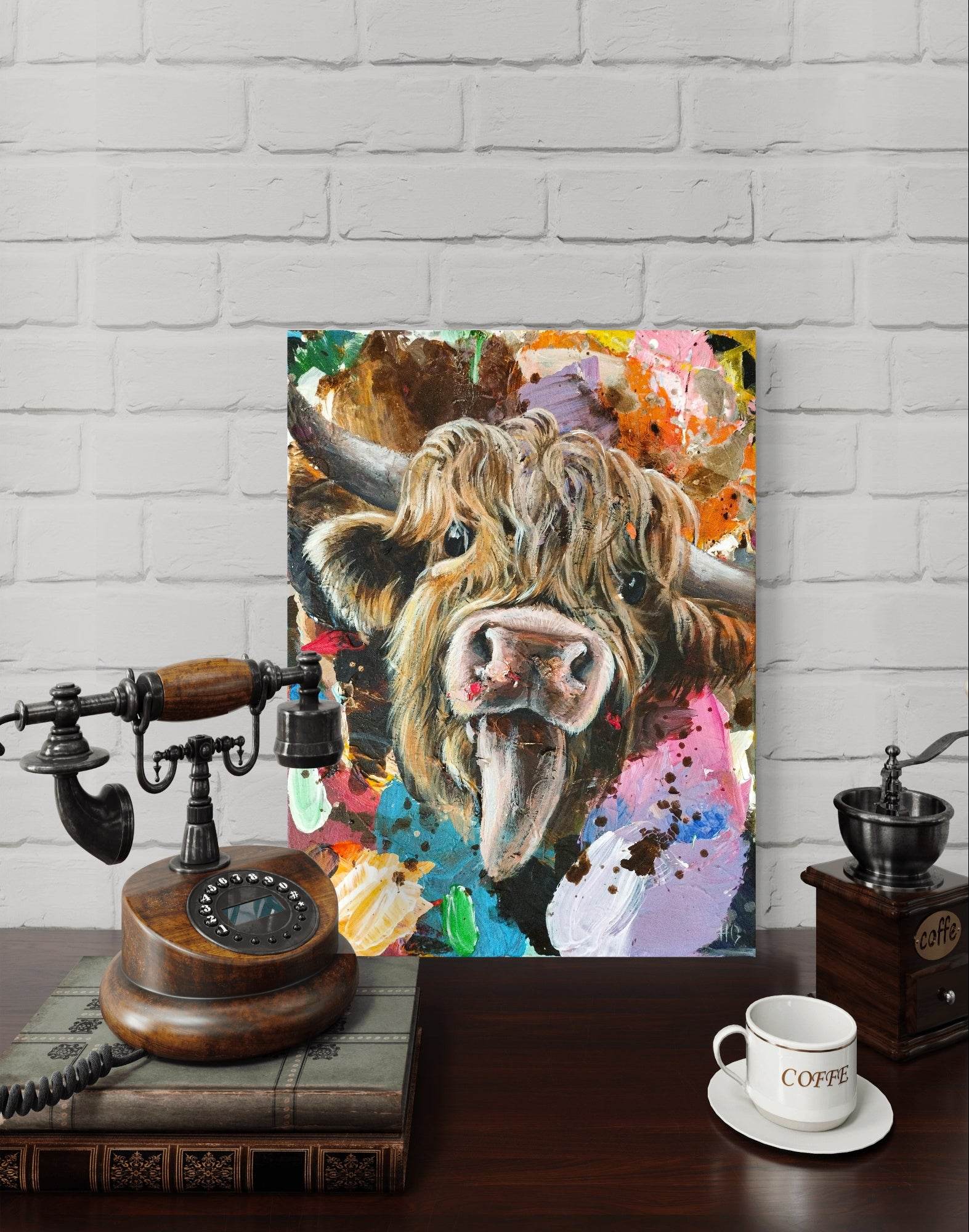 Wandbild Kuh Acryl auf Leinwand (30 x 40 cm) - H1Z Art – Zeitgenössische Kunst aus Leipzig
