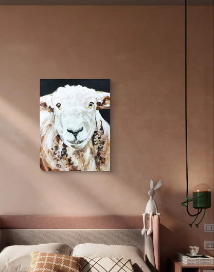 Heinz Acrylbild Acrylgemälde auf Leinwand - "Süßes Schaf mit Seele" 30 x 40 cm