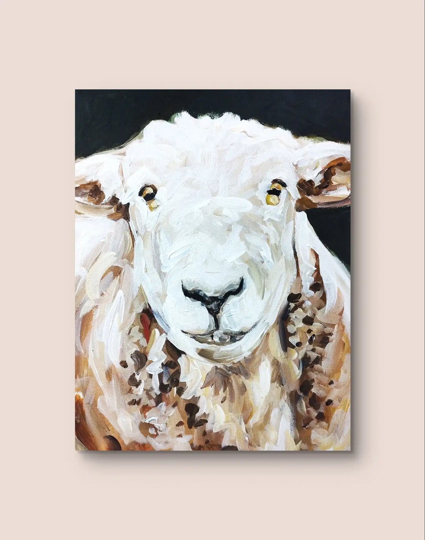 Heinz Acrylbild Acrylgemälde auf Leinwand - "Süßes Schaf mit Seele" 30 x 40 cm
