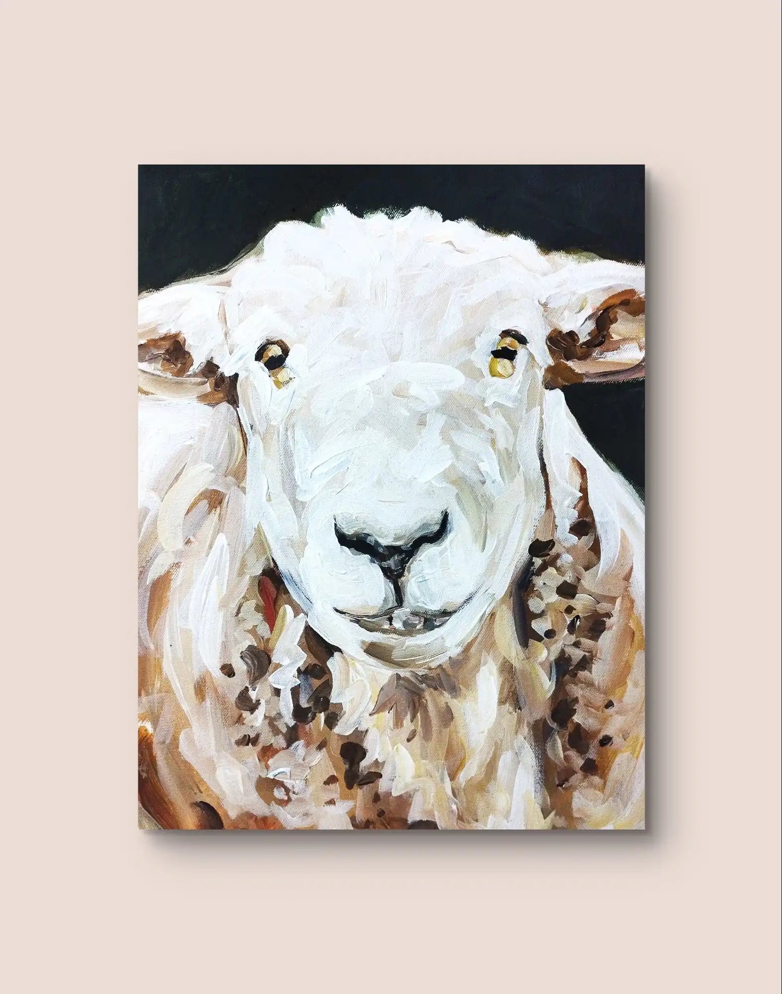 Heinz Acrylbild Acrylgemälde auf Leinwand - "Süßes Schaf mit Seele" 30 x 40 cm