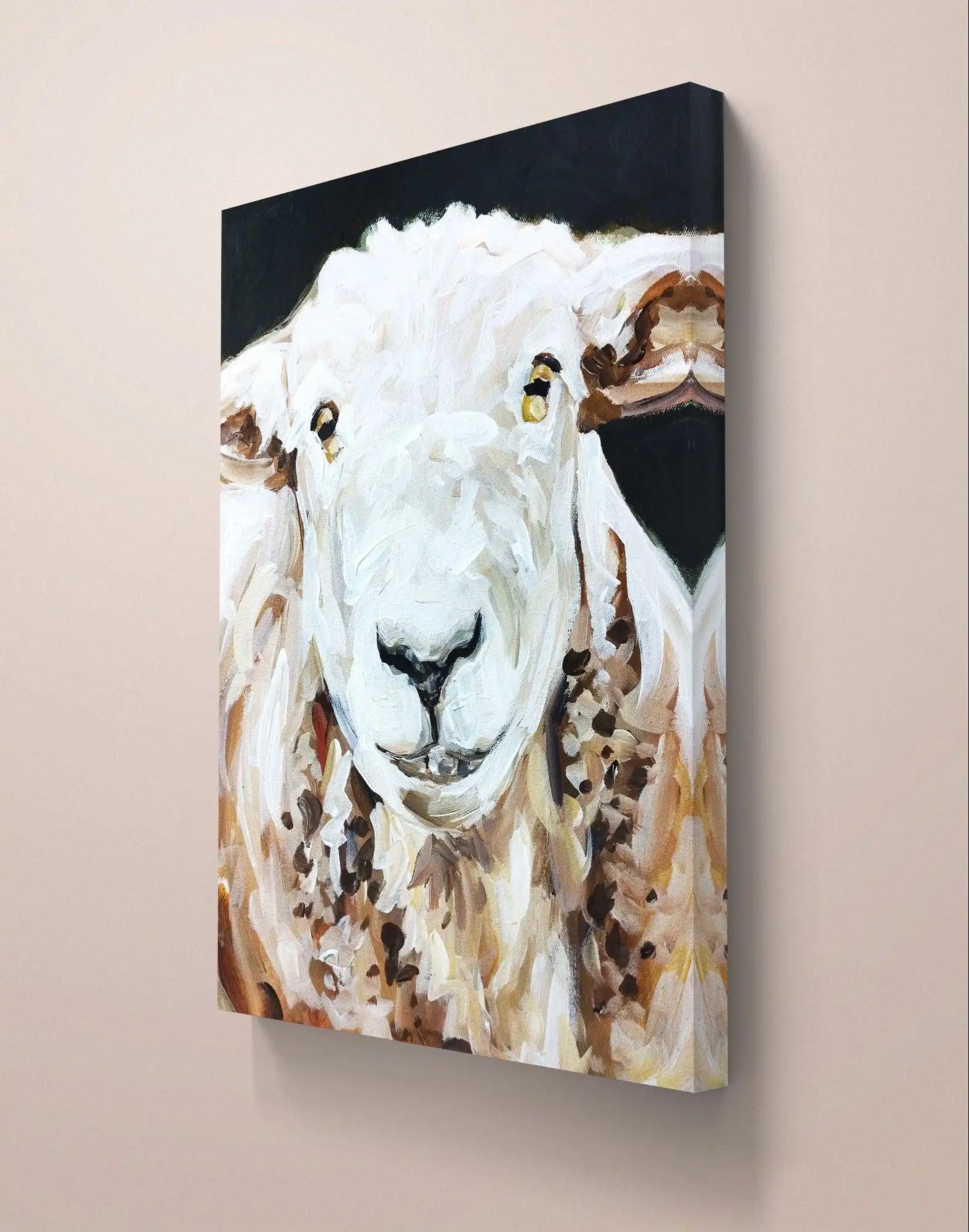 Heinz Acrylbild Acrylgemälde auf Leinwand - "Süßes Schaf mit Seele" 30 x 40 cm