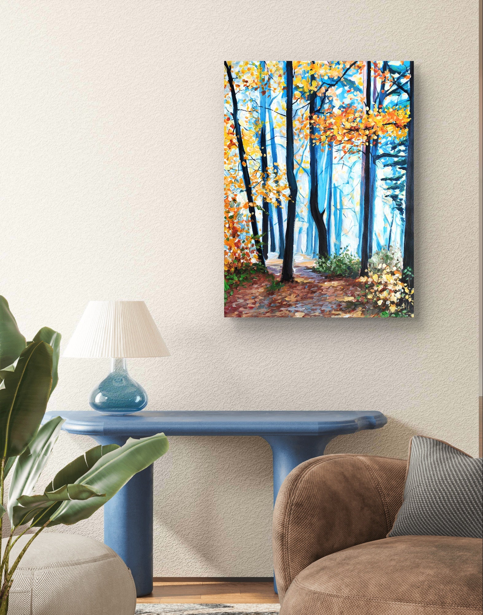 Premium Premium Gemälde "Waldmorgen in Nebel" 80 x 60 cm'Wald am Morgen' 80 x 60 cm - Heinz
