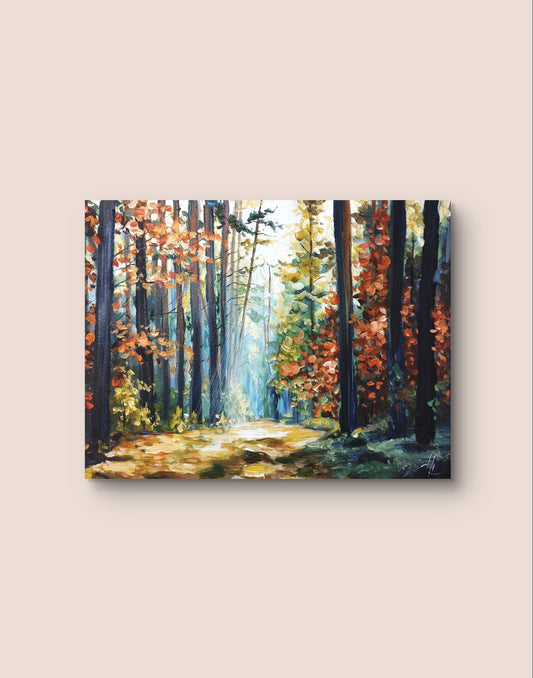Premium Gemälde "Herbstwald im Glanz" 30 x 40 cm - Heinz