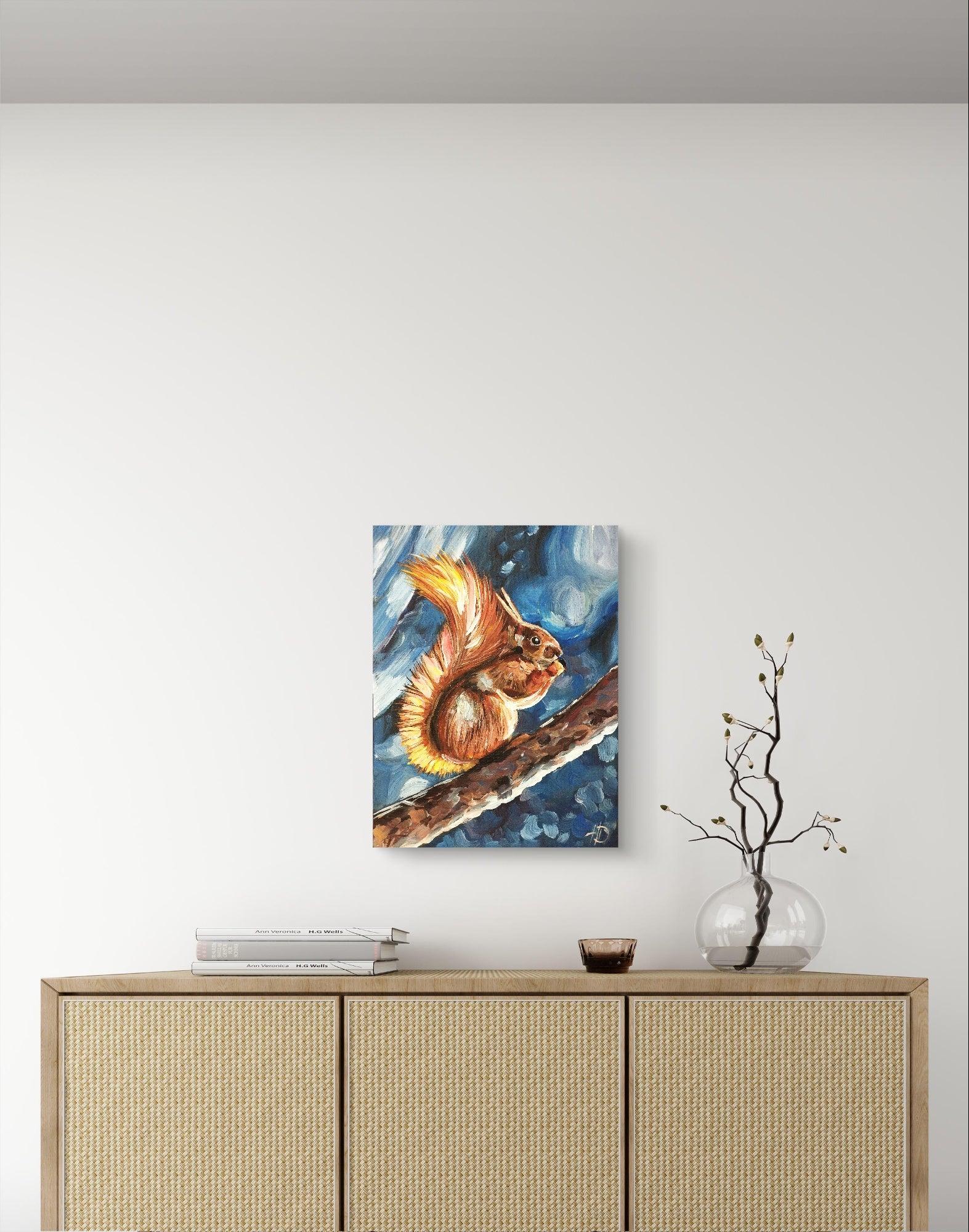 Gemälde 'Eichhörnchen im Winter' 30 x 40 cm - Heinz