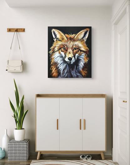 Premium Gemälde "Fuchs im Fokus" 50 x 60 cm - Heinz