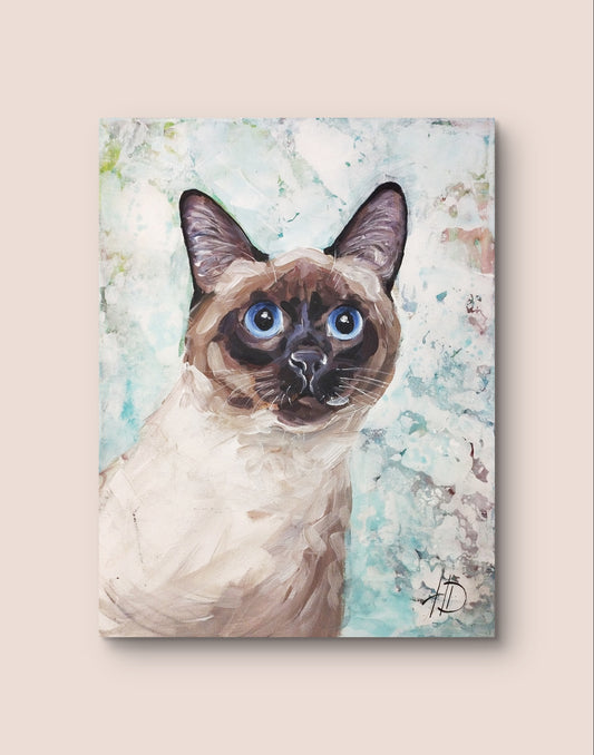 Heinz Acrylbild Acrylgemälde auf Leinwand - "Katzenblick mit Tiefe" 30 x 40 cm