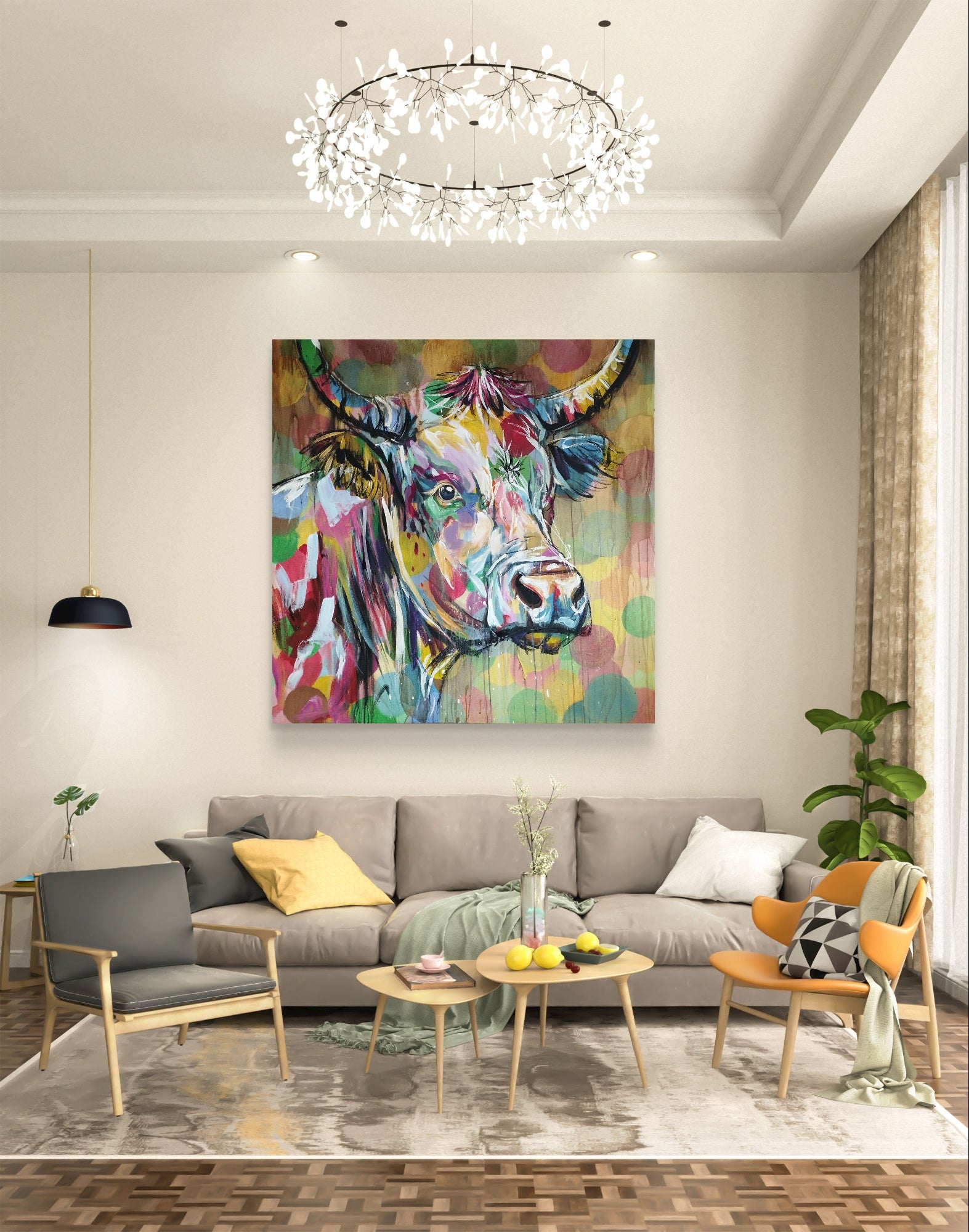 Heinz Acrylbild Acrylgemälde auf Leinwand - „Stille Weide – Seele in Braun und Gold“ 120 x 120 cm