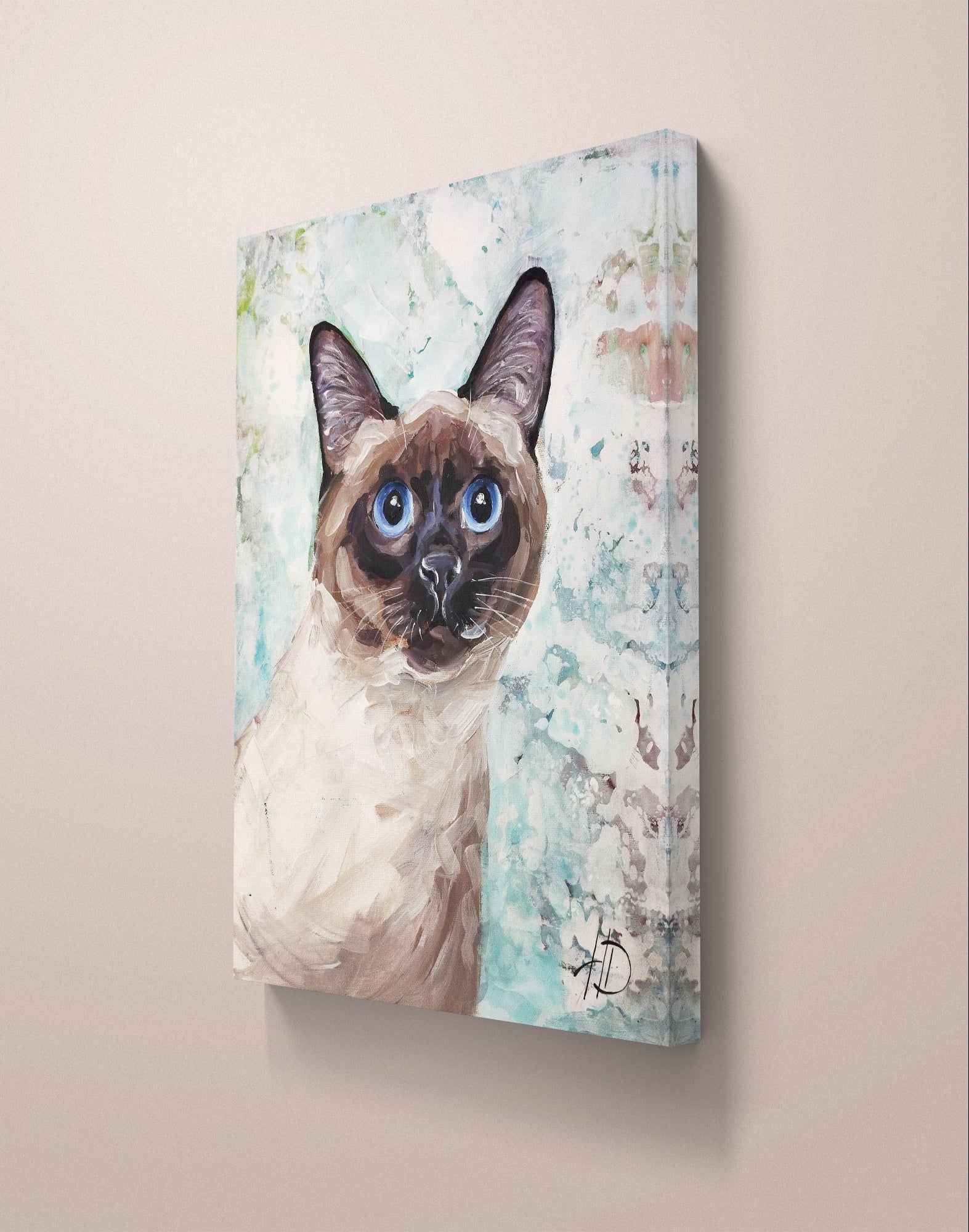 Heinz Acrylbild Acrylgemälde auf Leinwand - "Katzenblick mit Tiefe" 30 x 40 cm