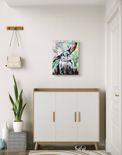Heinz Acrylbild Acrylgemälde auf Leinwand - „Wiesensprung – Kaninchen III“ 30 x 40 cm