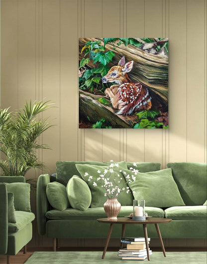 Heinz Acrylbild Wandbild junges Reh Acryl auf Leinwand (100 x 100 cm)