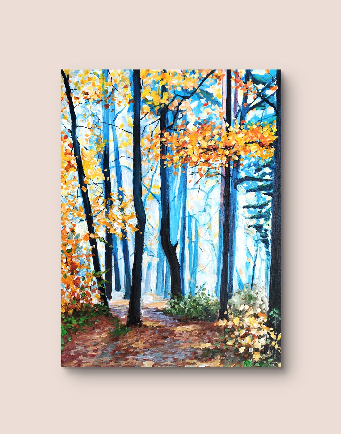 Premium Premium Gemälde "Waldmorgen in Nebel" 80 x 60 cm'Wald am Morgen' 80 x 60 cm - Heinz