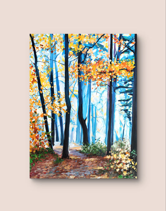 Premium Premium Gemälde "Waldmorgen in Nebel" 80 x 60 cm'Wald am Morgen' 80 x 60 cm - Heinz