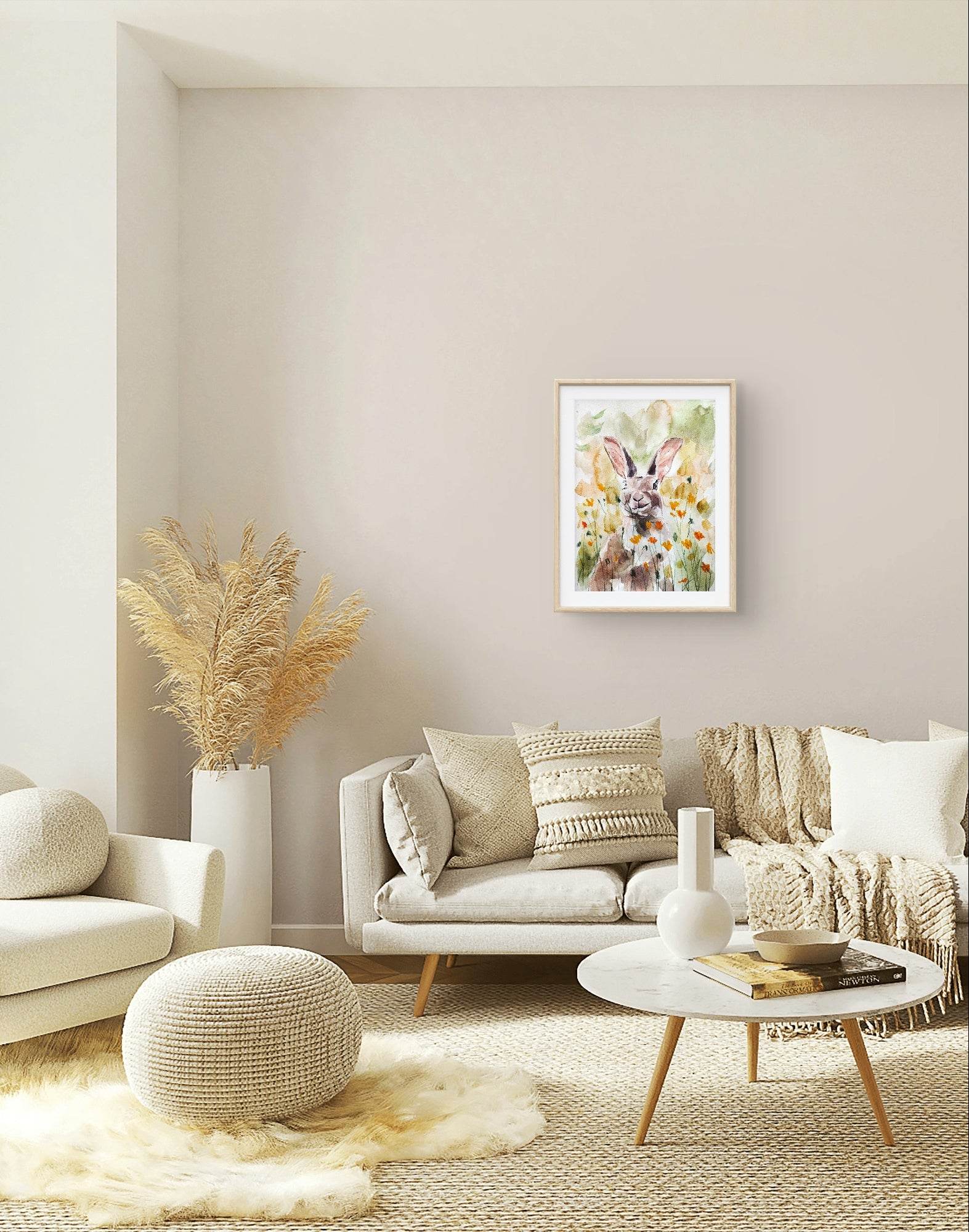 Aquarellbild Feldhase (30 × 40 cm)