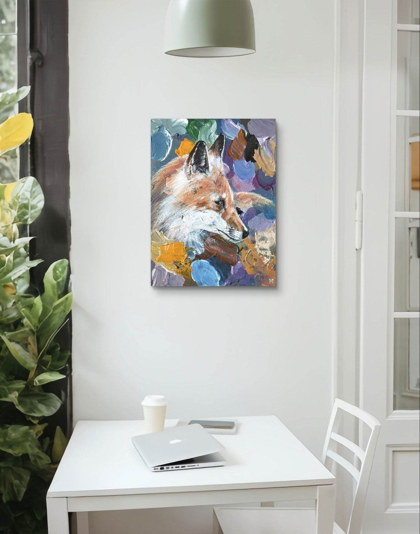 Gemälde Fuchs lila – handgemaltes Original Acrylbild (30 x 40 cm) - H1Z Art