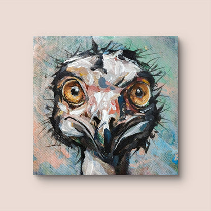 Heinz Acrylbild Acrylgemälde auf Leinwand - "Wüstenläufer" 11 x 10,5 cm