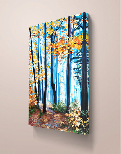 Premium Premium Gemälde "Waldmorgen in Nebel" 80 x 60 cm'Wald am Morgen' 80 x 60 cm - Heinz