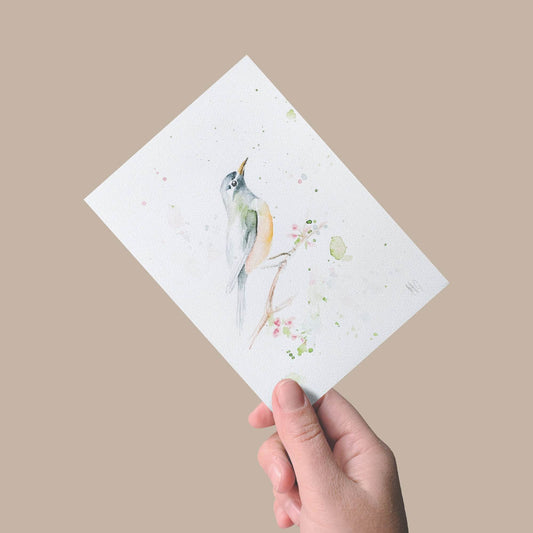 Postkarte „Rotkehlchen“ – Handgemalt