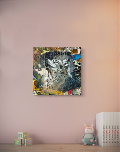 Premium Gemälde "Einsamer Jäger" 24 x 22 cm - Heinz