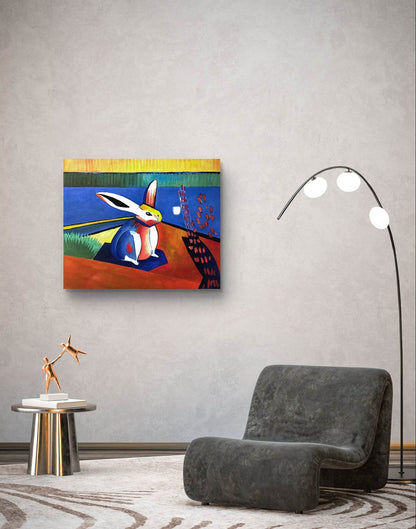 Gemälde abstrakt Kaninchen – handgemaltes Original Acrylbild (50 x 60 cm)