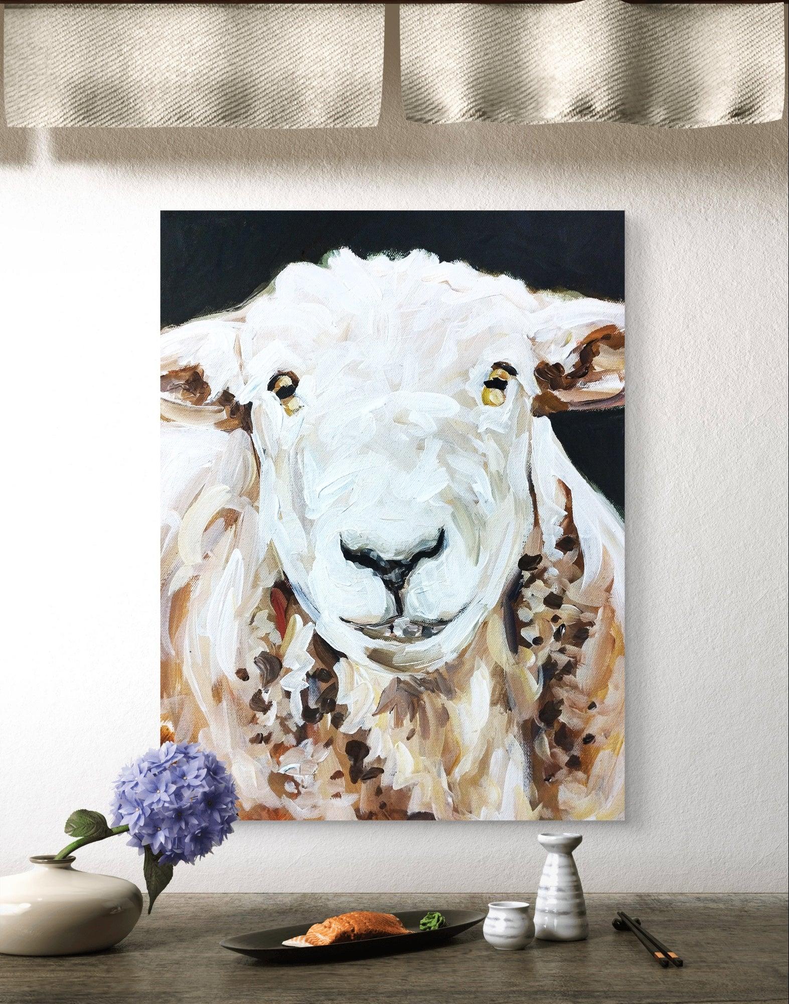 Premium Gemälde 'Süßer Schaf' 30 x 40 cm - Heinz